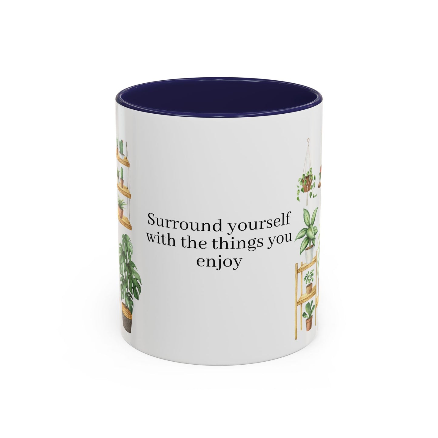 Coffee Lovers Enjoyment Mug, Housewarming Gift, Plant Lover's Coffee Cup, Inspirational Quote Mug, Greenery Decor, Cozy Kitchen Accessory