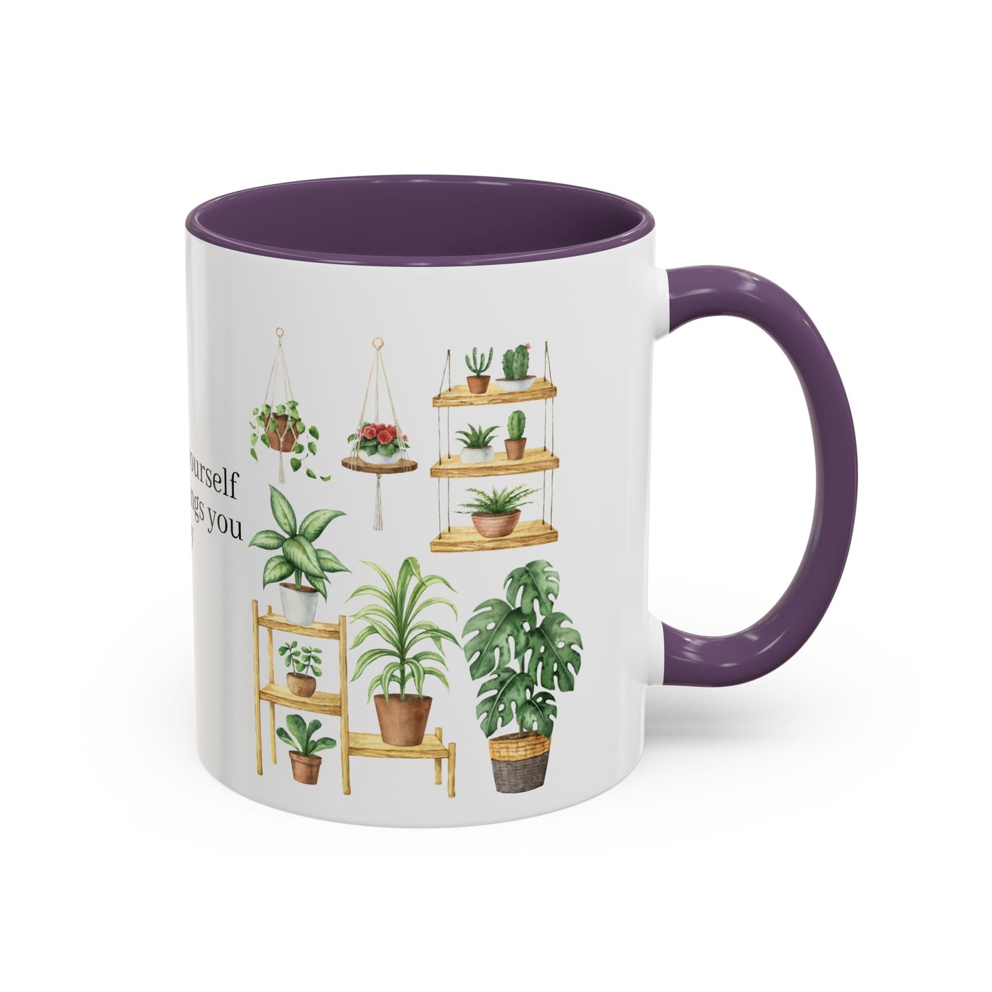 Coffee Lovers Enjoyment Mug, Housewarming Gift, Plant Lover's Coffee Cup, Inspirational Quote Mug, Greenery Decor, Cozy Kitchen Accessory