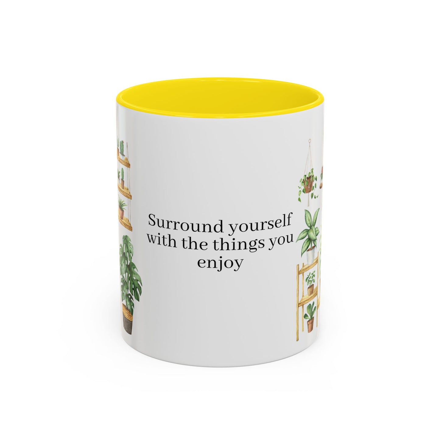 Coffee Lovers Enjoyment Mug, Housewarming Gift, Plant Lover's Coffee Cup, Inspirational Quote Mug, Greenery Decor, Cozy Kitchen Accessory
