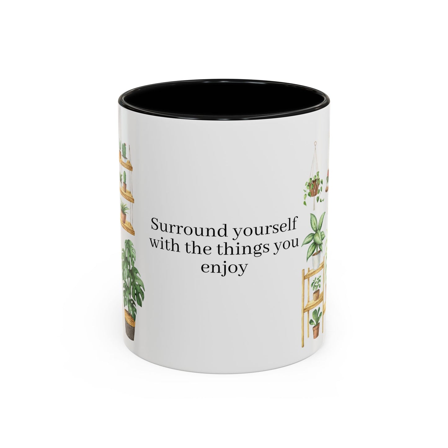 Coffee Lovers Enjoyment Mug, Housewarming Gift, Plant Lover's Coffee Cup, Inspirational Quote Mug, Greenery Decor, Cozy Kitchen Accessory