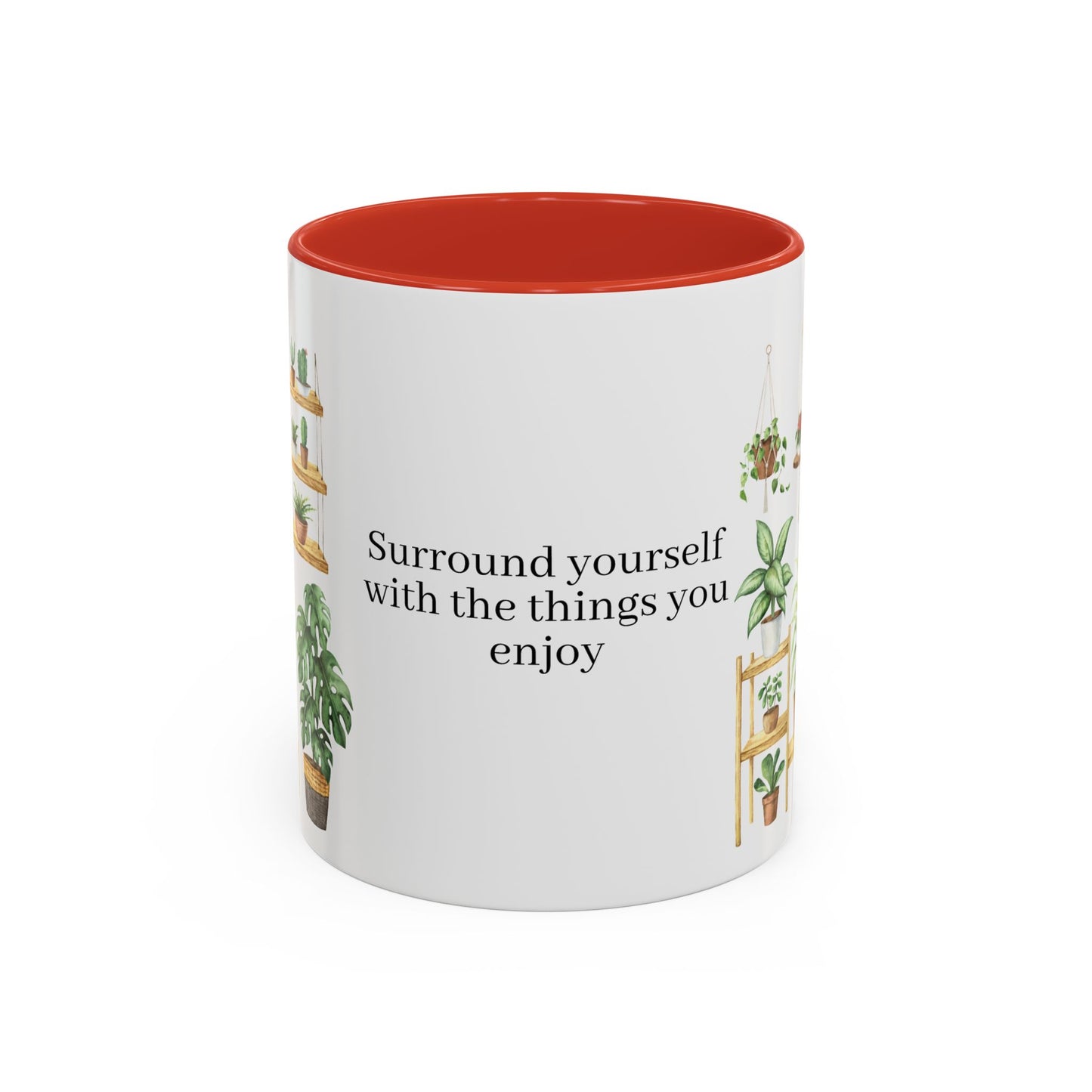 Coffee Lovers Enjoyment Mug, Housewarming Gift, Plant Lover's Coffee Cup, Inspirational Quote Mug, Greenery Decor, Cozy Kitchen Accessory