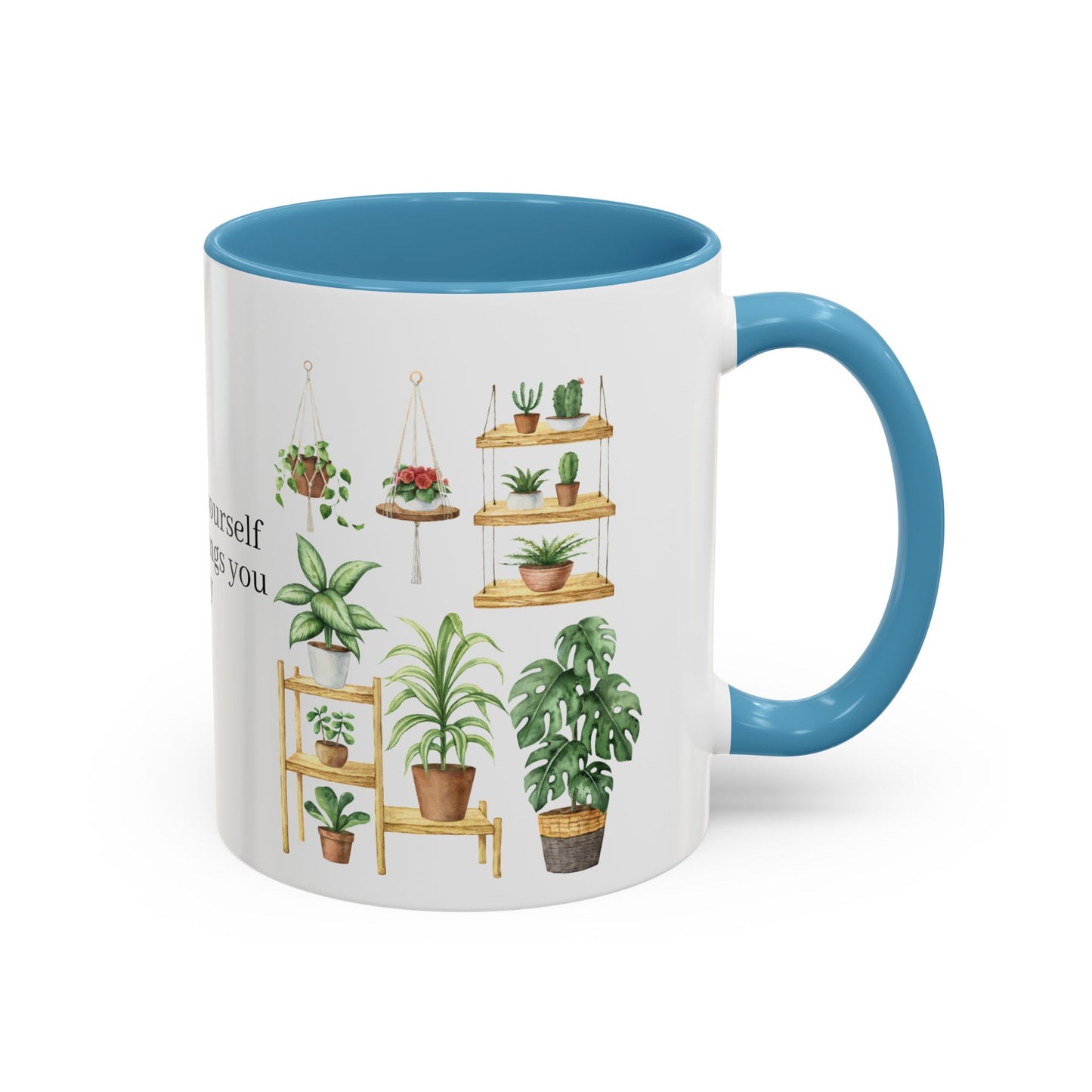 Coffee Lovers Enjoyment Mug, Housewarming Gift, Plant Lover's Coffee Cup, Inspirational Quote Mug, Greenery Decor, Cozy Kitchen Accessory