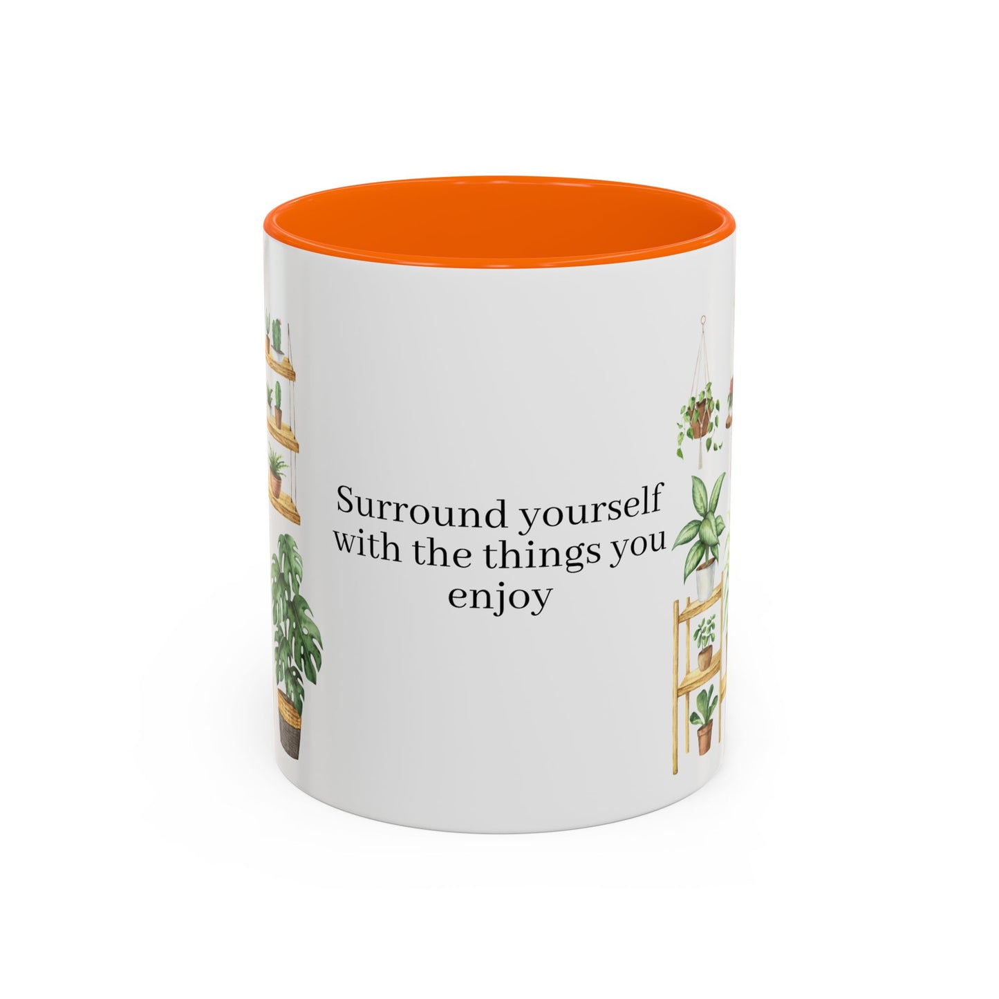Coffee Lovers Enjoyment Mug, Housewarming Gift, Plant Lover's Coffee Cup, Inspirational Quote Mug, Greenery Decor, Cozy Kitchen Accessory