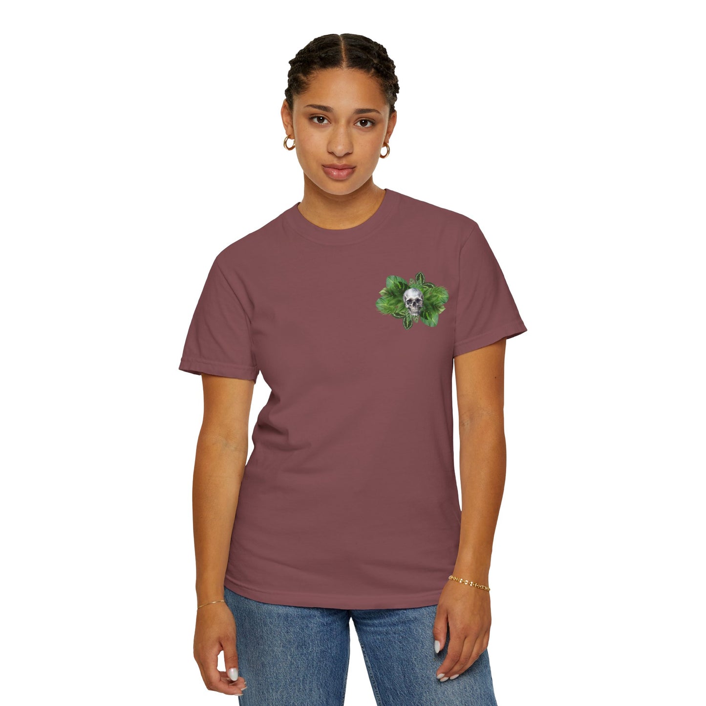 Plant and Skull Graphic Tee, Plant Lover Unisex Shirt, Herb Enthusiast T-shirt, Botanical Print Top, Gardening Gift Apparel
