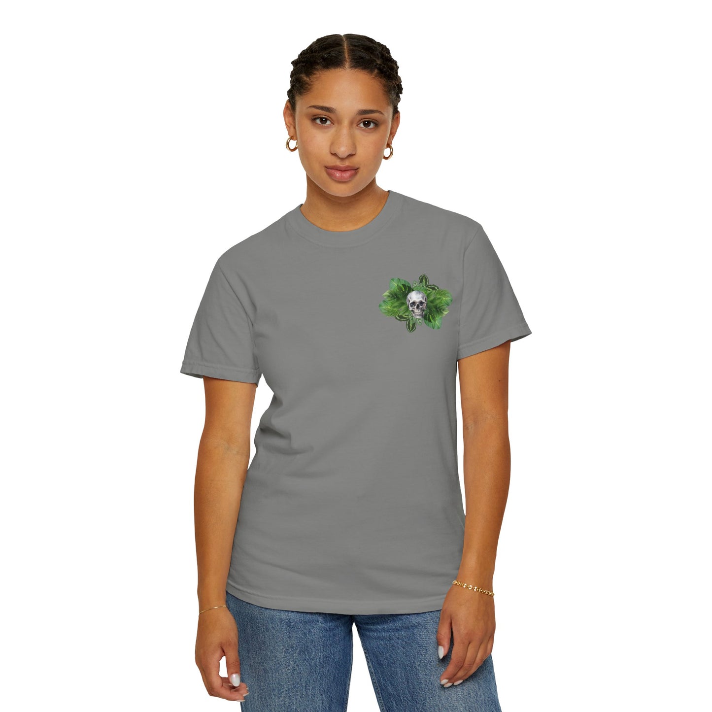 Plant and Skull Graphic Tee, Plant Lover Unisex Shirt, Herb Enthusiast T-shirt, Botanical Print Top, Gardening Gift Apparel