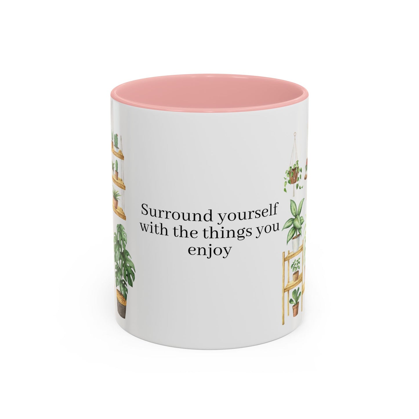 Coffee Lovers Enjoyment Mug, Housewarming Gift, Plant Lover's Coffee Cup, Inspirational Quote Mug, Greenery Decor, Cozy Kitchen Accessory