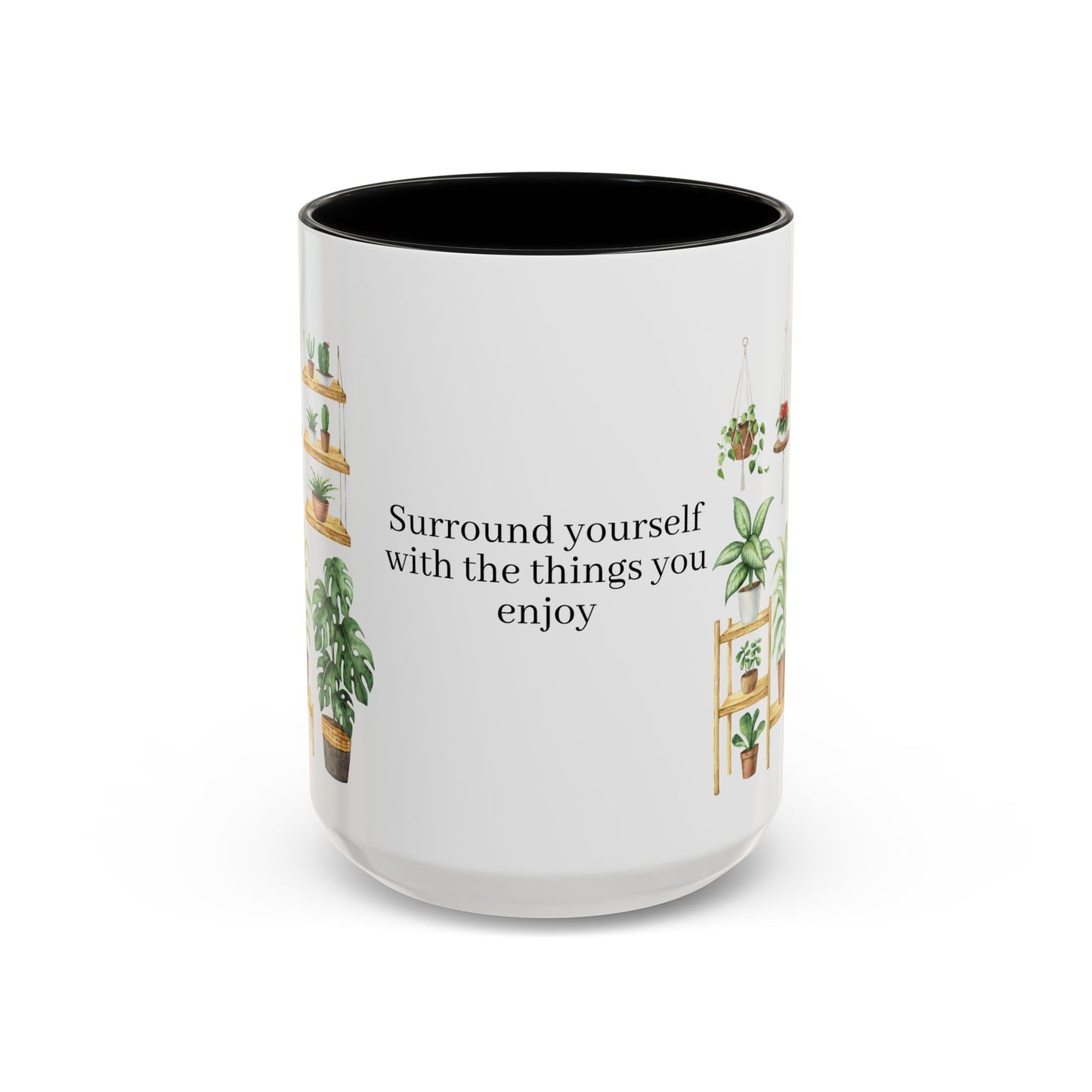 Coffee Lovers Enjoyment Mug, Housewarming Gift, Plant Lover's Coffee Cup, Inspirational Quote Mug, Greenery Decor, Cozy Kitchen Accessory