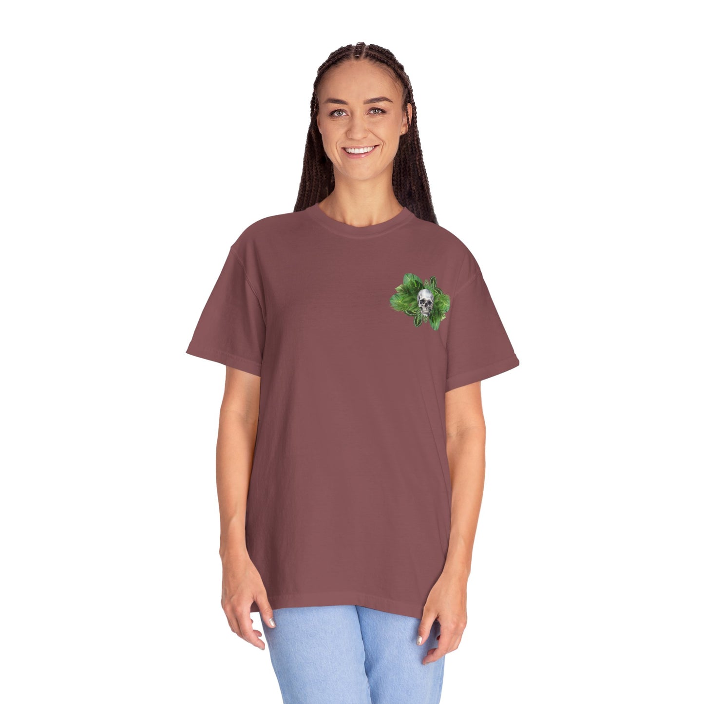 Plant and Skull Graphic Tee, Plant Lover Unisex Shirt, Herb Enthusiast T-shirt, Botanical Print Top, Gardening Gift Apparel