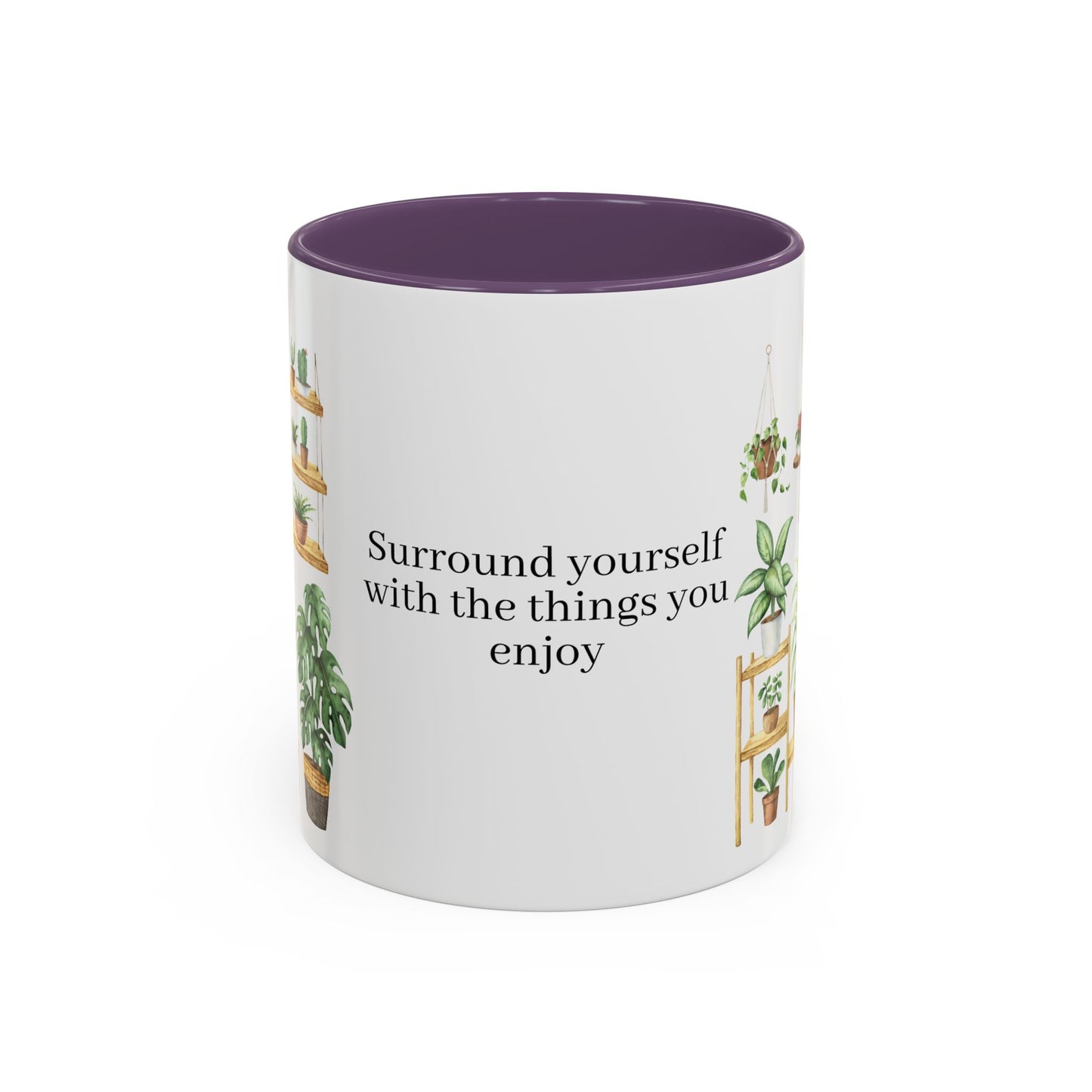 Coffee Lovers Enjoyment Mug, Housewarming Gift, Plant Lover's Coffee Cup, Inspirational Quote Mug, Greenery Decor, Cozy Kitchen Accessory