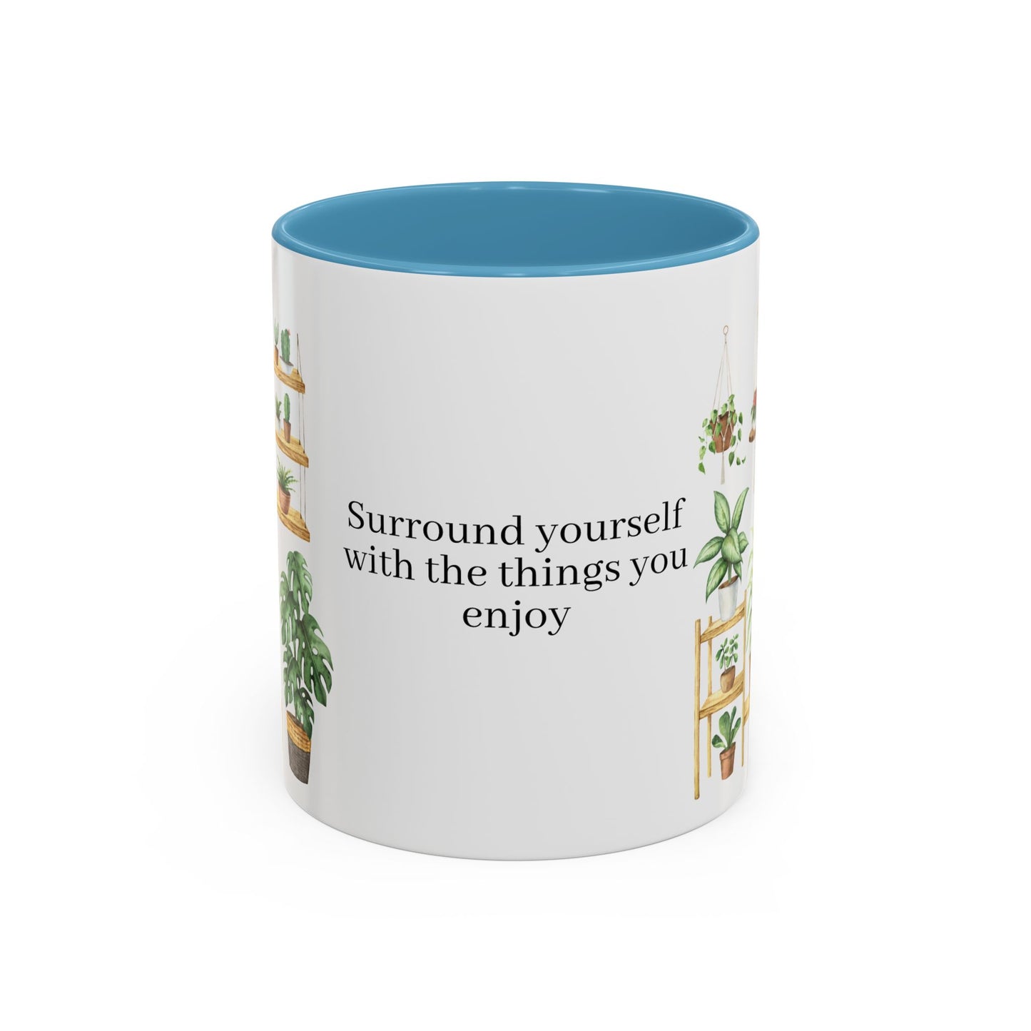 Coffee Lovers Enjoyment Mug, Housewarming Gift, Plant Lover's Coffee Cup, Inspirational Quote Mug, Greenery Decor, Cozy Kitchen Accessory